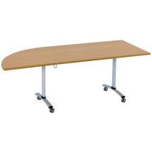 Mesa plegable de oficina - 80 cm haya/alu - Ángulo integrado izquierda - Ecológica y ergonómica - Manutan Expert