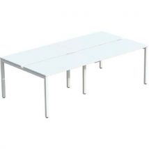 Paperflow - Mesa recta bench 80x140 cm pata blanca tabl. Blanco 4 pers.