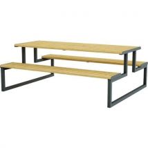 Urbantime - Mesa de picnic de acero galvanizado - negra y efecto madera