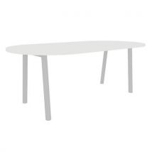 Mesa congrés 210 x 102 ovalada blanca 25 mm patas aluminio - Manutan