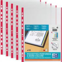 Oxford - Funda perf. Oxford paq. 10 a4 pp 90 lisa borde rojo