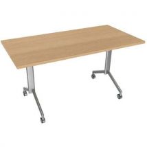 Mesa recta abatible de 140 x 70 cm roble/aluminio - Manutan