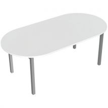 Robberechts - Mesa de reuniones ovalada de 200 cm blanco/aluminio