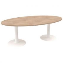 Quadrifoglio - Mesa de reuniones ovalada de 200 cm pata tulipa olmo/blanco