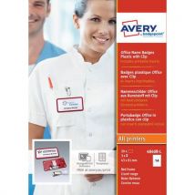 Avery - Tarjetas oficina color rojo con clip metálico 37 x 75 mm