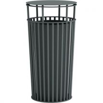 Papelera para exteriores con tapa - gris - Manutan