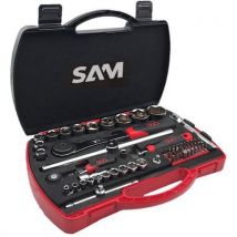SAM - Estuche de 60 herramientas vasos 1/4 y 1/2 - sam