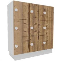 Buronomic - Taquilla 9 casi. 117x119 x 485 cm blanca/puertas de madera