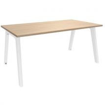 Escritorio ancho sencillo 140x80 roble claro/blanco - Manutan
