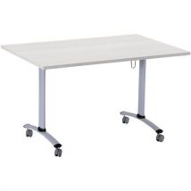 Manutan Expert - Mesa plegable con ruedas eje 140x68 cm gris/alu