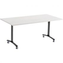 Manutan Expert - Mesa plegable con ruedas eje 160x68 cm gris/antracita