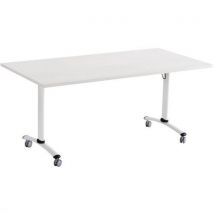 Manutan Expert - Mesa plegable con ruedas eje 160x68 cm gris/blanco