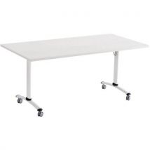 Manutan Expert - Mesa plegable con ruedas eje 160x80 cm gris/blanco