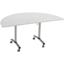 Manutan Expert - Mesa plegable eje laminada media luna 136x68 cm gris/alu