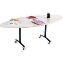 Manutan Expert - Mesa plegable eje laminada ovalada 200x90 cm gris/antracita