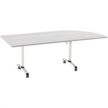 Manutan Expert - Mesa eje laminada ángulo integrado dcha. 80 cm gris/blanco