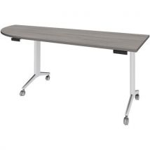 Simmob - Mesa 200x80 cm ángulo izquierdo roble gris/pata blanca