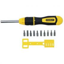 Stanley - Destornillador portapuntas de carraca dynagrip con 10 puntas