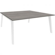 Escritorio doble ancho 140x163 roble gris/blanco - Manutan
