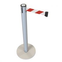 Poste gris con cinta retráctil 37 m blanco-rojo - dlimit - Manutan