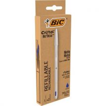 BIC - Bolígrafo bic cristal re’new recargable plateado azul-bic