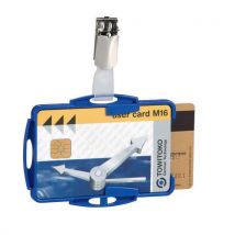 Durable - Portatarjetas para 2 tarjetas de seguridad con clip - azul