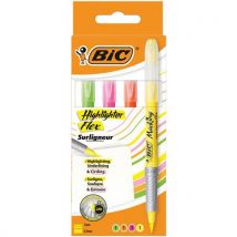 BIC - Juego de 4 subrayadores bic highlighter grip flex surtidos