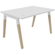 Buronomic - Mesa individual 120x80 cm blanco/madera maciza dialogue