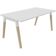 Buronomic - Mesa individual 160x80 cm blanco/madera maciza dialogue