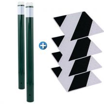 Accesibilidad Discapacitados - Kit Peatones Postes Luz Verde y Baldosas Antideslizantes Gris/Negro 500mm - Novap