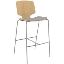 Quadrifoglio - Taburete code con patas cromadas/asiento gris