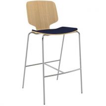 Quadrifoglio - Taburete code con patas cromadas/asiento azul