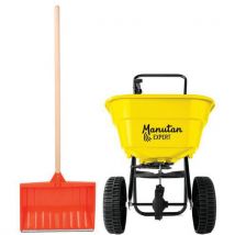Manutan Expert - Kit: esparcidor ruedas plástico 30 l + empujador de nieve