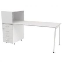 Quadrifoglio - Escrit ofic en casa + almac izdo l.160 cm blanco/blanco ara