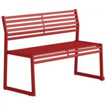 Urbantime - Banco con respaldo de acero galvanizado rojo - l: 120 cm