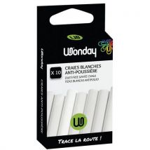Wonday - Tizas antipolvo blancas para pizarra - caja de 10