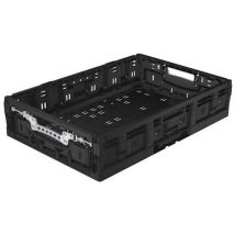 Caja plegable con bloqueo 26 L - Negra Calada Polipropileno Alimentaria