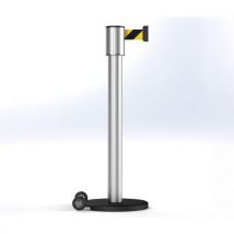 Beltrac - Poste storetrac anodizado cinta amar./negra 6 m con ruedas
