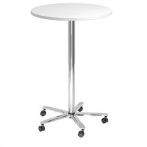 Hammerbacher - Mesa reuniones redonda 80 cm altura regulable blanca/plata