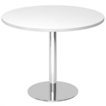Hammerbacher - Mesa de reuniones redonda de 100 cm blanca/cromada