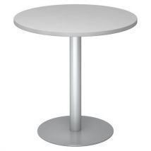 Hammerbacher - Mesa de reuniones redonda de 80 cm gris/aluminio