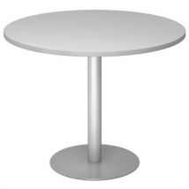 Hammerbacher - Mesa de reuniones redonda de 100 cm gris/aluminio
