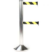 Manutan Expert - Poste cromado de doble correa negro/amar. Aluminio