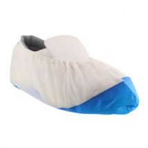 Singer Safety - Cubrezapatos de polietileno blanco y azul desechable
