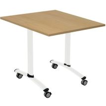 Tablero laminado patas metálicas ecológica - Mesa plegable 68x68 cm haya/blanco - Manutan Expert