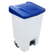 Manutan Expert - Cubo de basura móvil con pedal 80 l blanco/azul - manutan