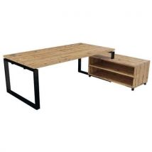 Buronomic - Escritorio dt 200x100 cm mueble de servicio pie negro/madera