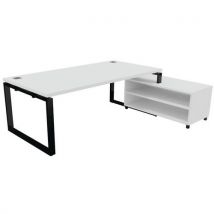 Buronomic - Escritorio dt 200x100 cm mueble de servicio pie negro/blanco