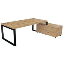Buronomic - Escrit. Dt 200x100 cm mueble serv. Cajones pie negro/madera