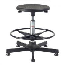 Taburete Stella Sigma Negro Poliuretano - Altura Ajustable 49-68cm - Reposapiés - Acero - Global Professional Seating